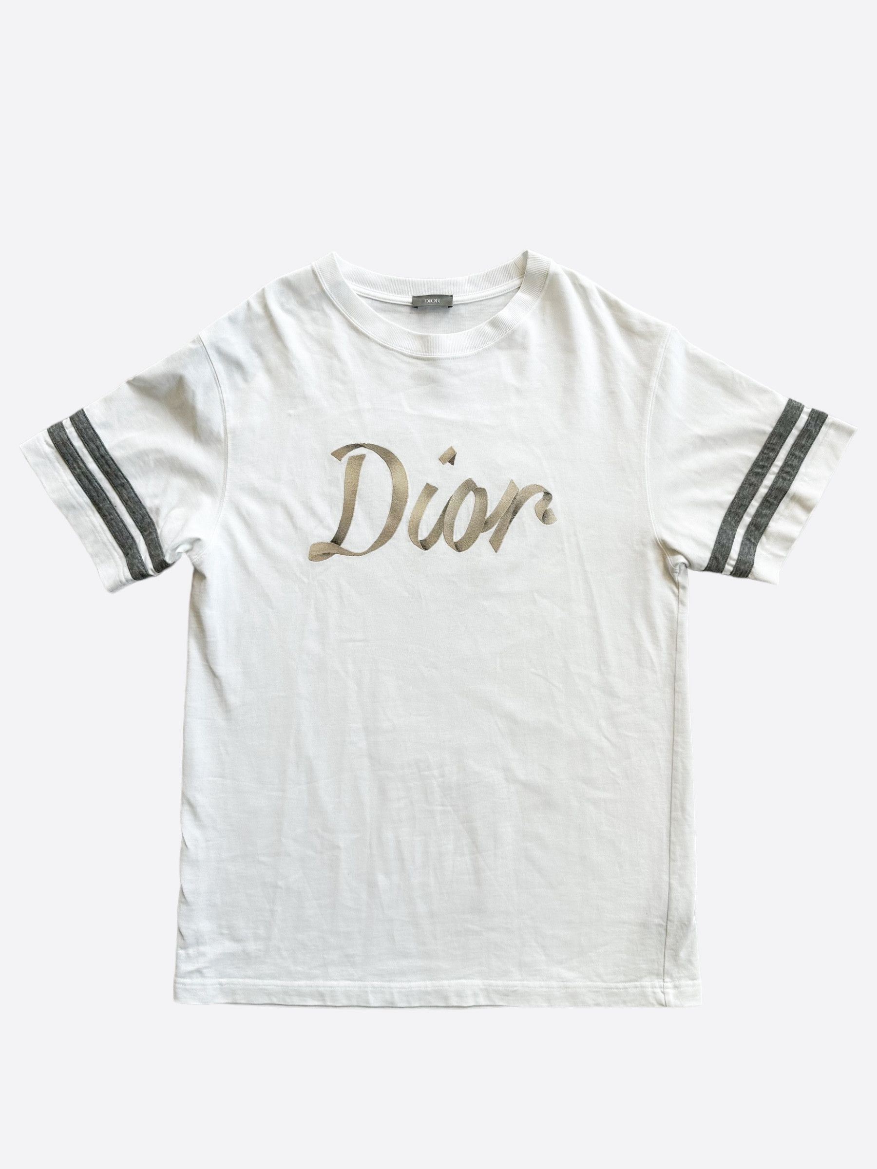 image of Dior White & Silver 47 Logo T-Shirt, Men's (Size Large)