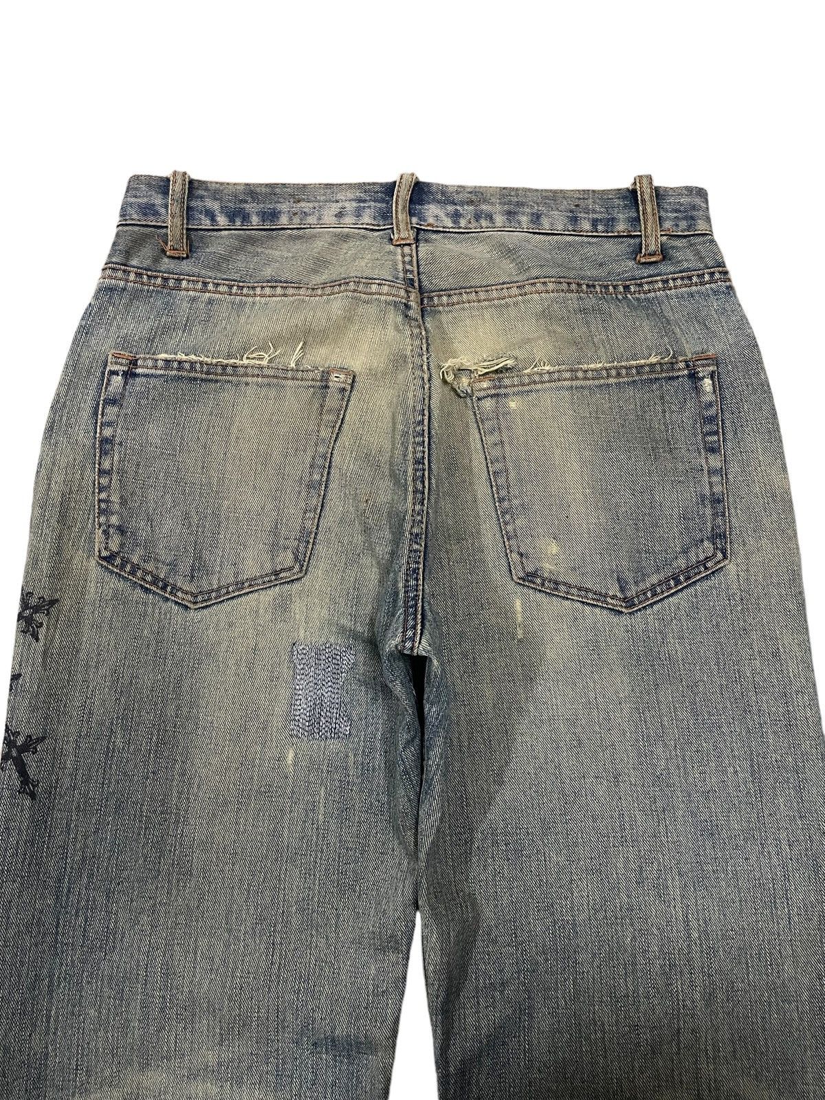 If Six Was Nine Nylous Skull & Cross Design Mud Wash Punk Ripped Loose Jeans Size US 32 / EU 48 - 14 Thumbnail