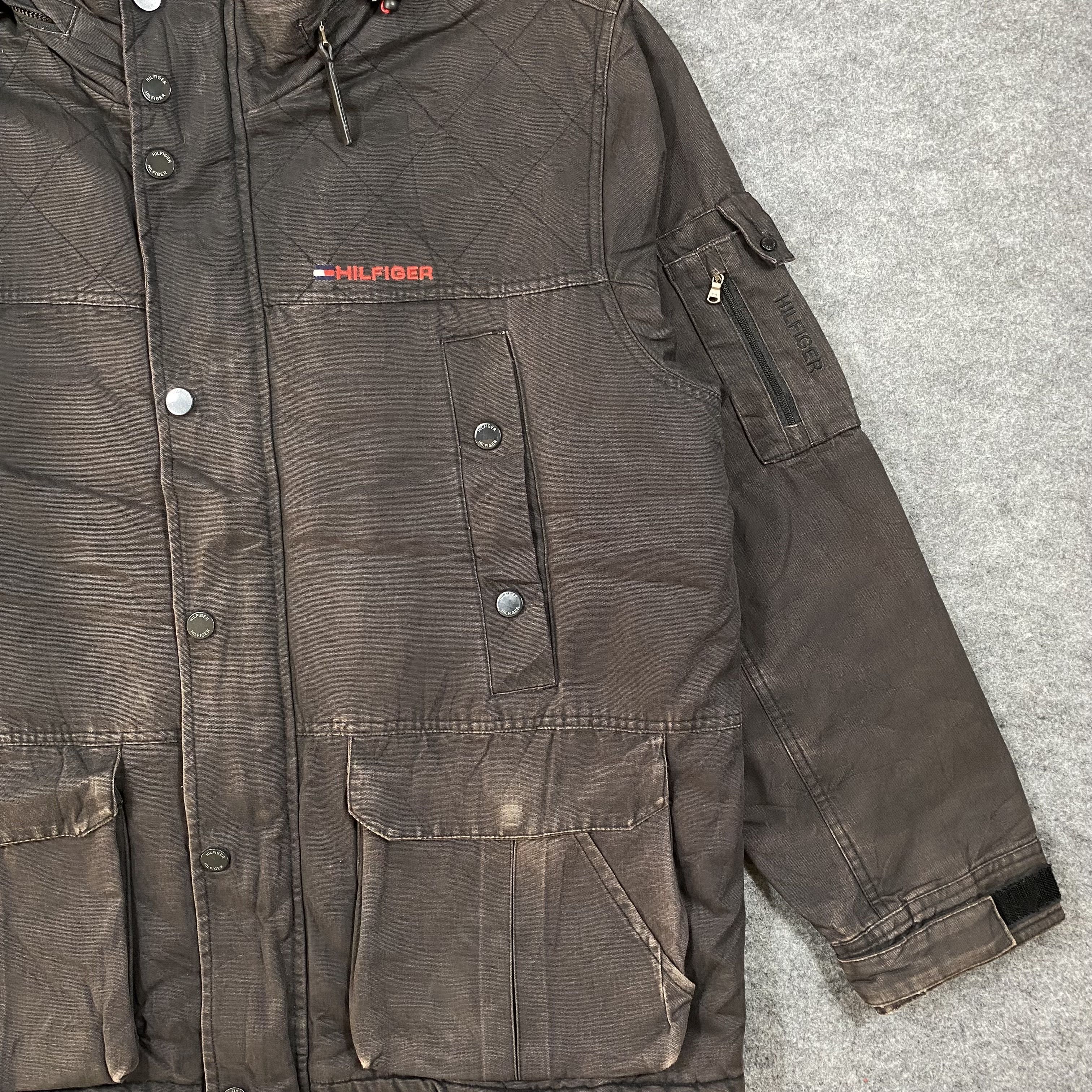 Tommy Hilfiger VTG Tommy Hilfiger Waxed Utility Hooded Field Jacket-J662 Size US XL / EU 56 / 4 - 5 Thumbnail