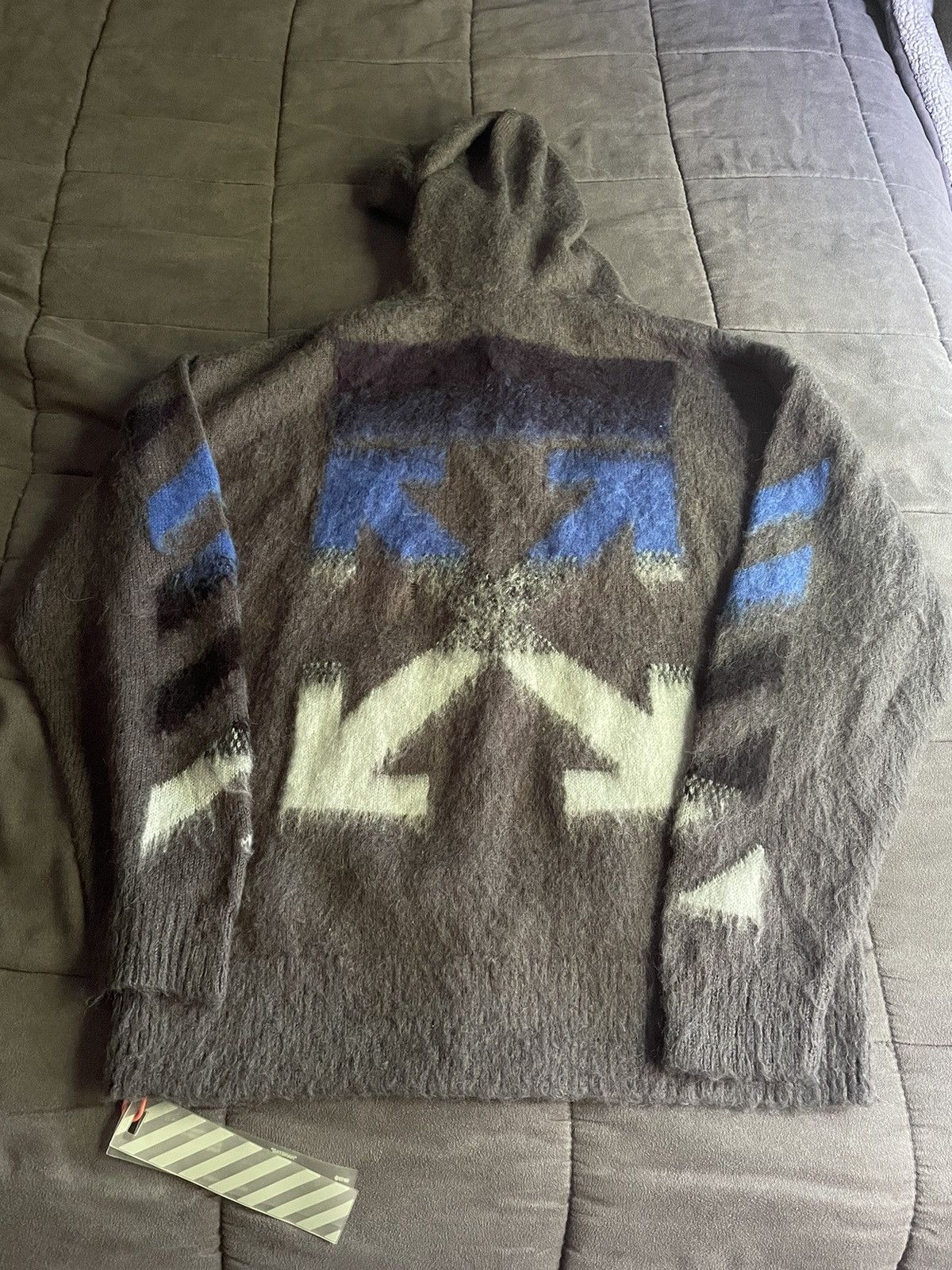 Pre-owned Off-white Mohair Gradient Zip Hoodie In Grey