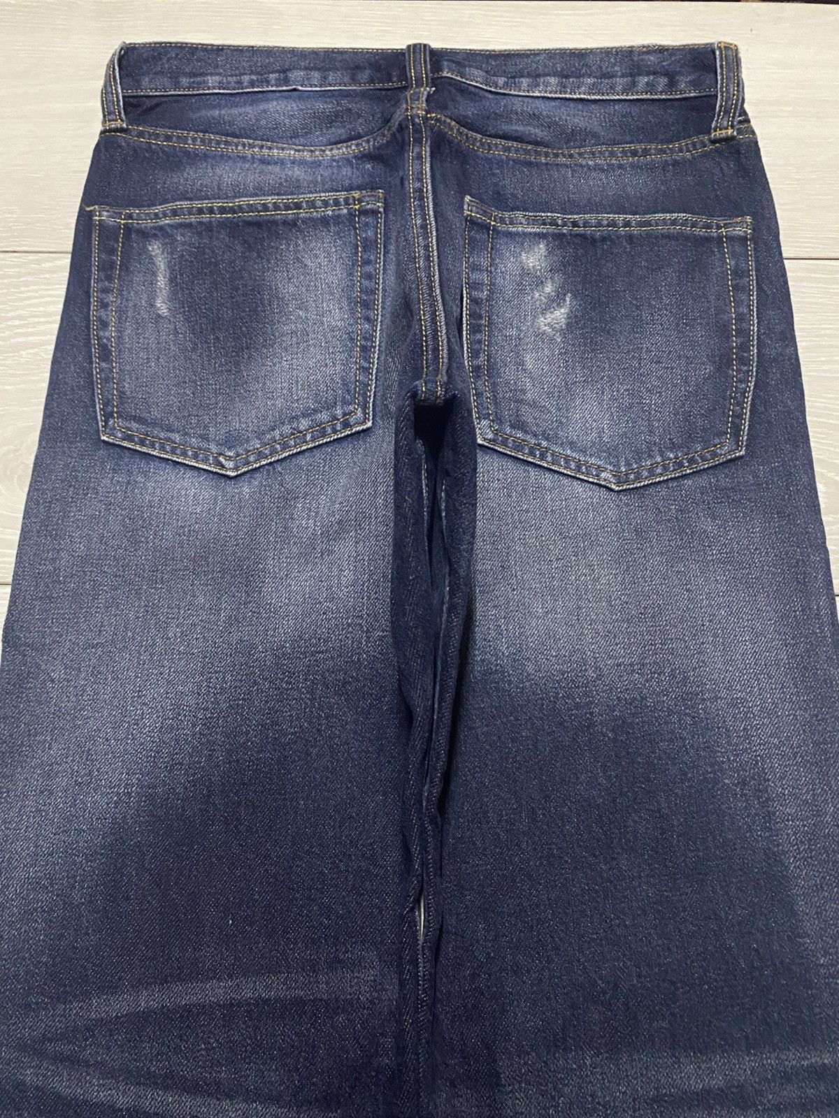 Japanese Brand Vintage Gu Denim Blue Wash Distressed Straight Fit Jeans Size US 29 - 4 Thumbnail