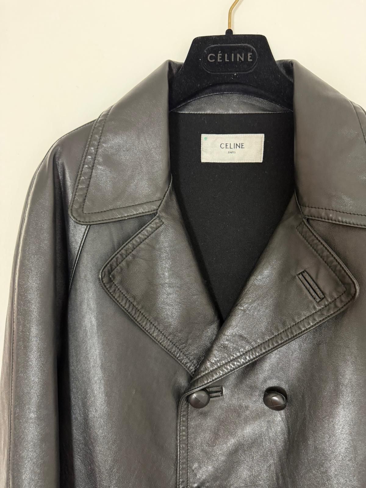 Celine FW22 Leather Cabane Jacket Peacoat Ultra Rare by Hedi Size US M / EU 48-50 / 2 - 3 Thumbnail