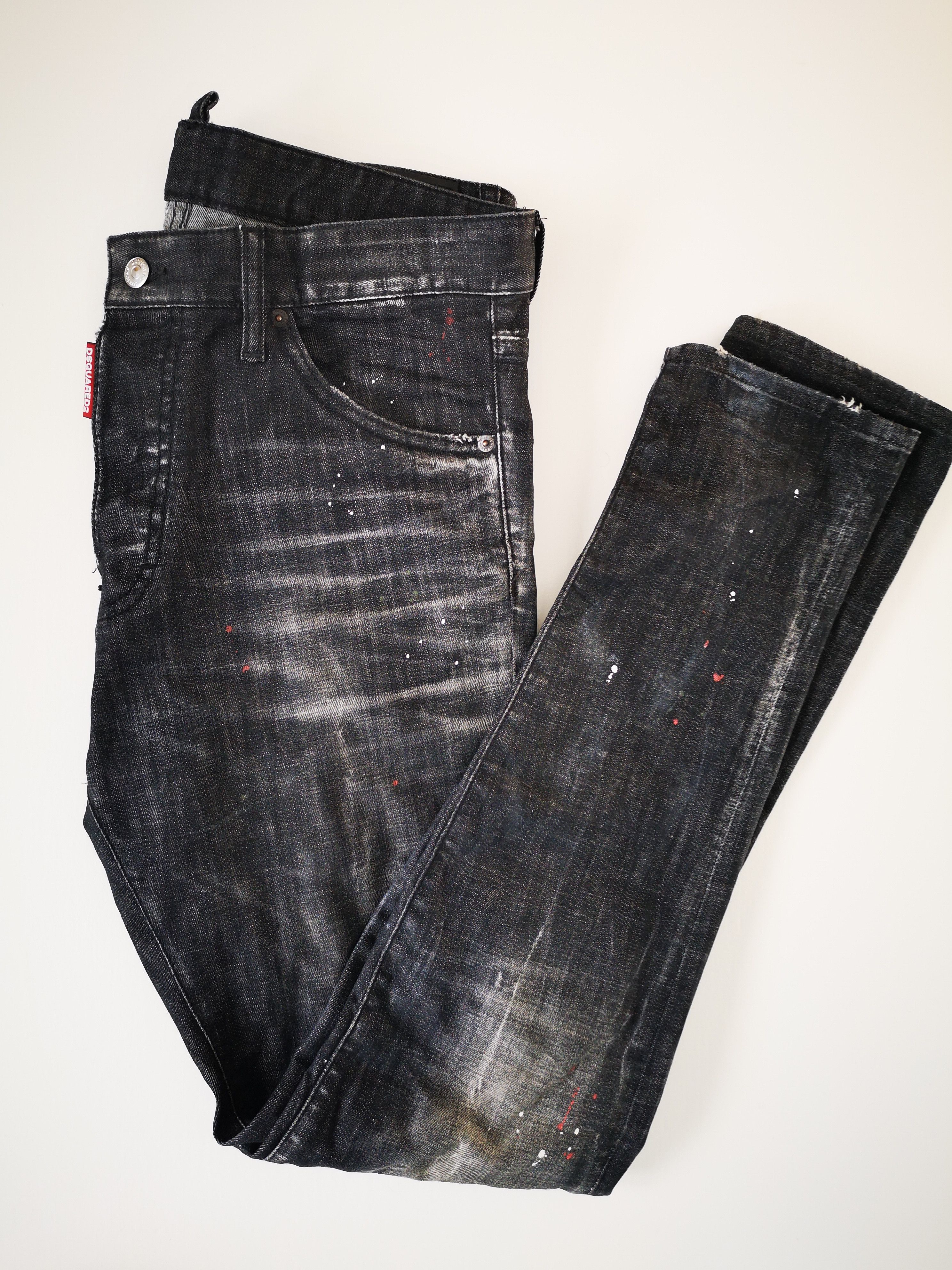 Dsquared2 DSQUARED2 24' BLACK USED DENIM PAINTED COOL GUY JEANS GR. 48 Size US 32 / EU 48 - 4 Thumbnail