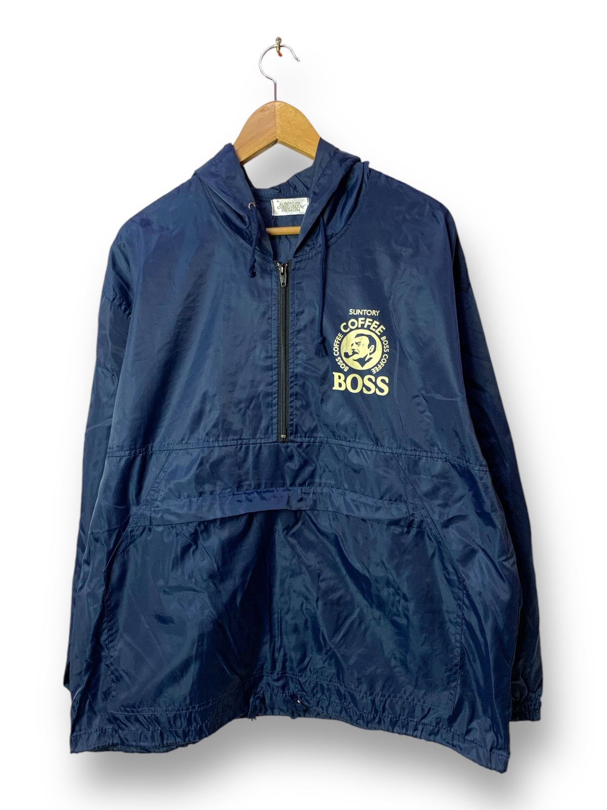 Japanese Brand Steals! Suntory Boss Half Zipper Anorak Windbreaker Hoodie Size US L / EU 52-54 / 3 - 1 Thumbnail
