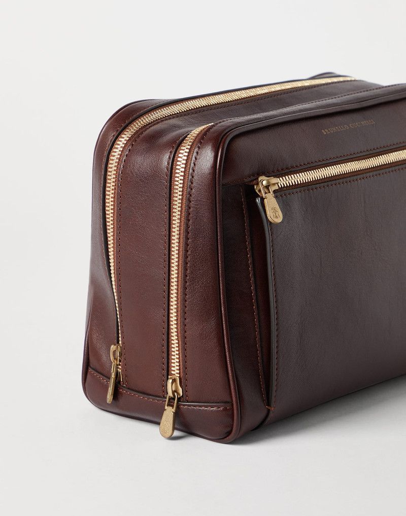 Brunello Cucinelli o1la1rc1a0326 Size: OS / Calfskin Beauty Case in Brown Size ONE SIZE - 3 Thumbnail