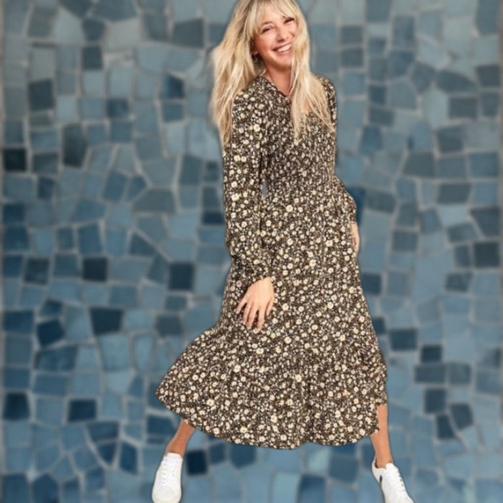 VINTAGE Old Navy Maxi Dress 4X Women's Plus Size Long Sleeve