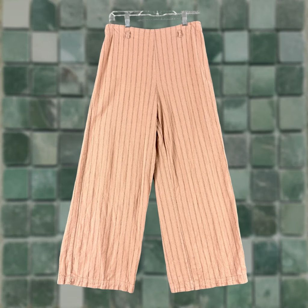 Urban Outfitters Urban Outfitters Pink Stripe Wide Leg Pants Womens Small High Rise Linen Blend Size 28" / US 6 / IT 42 - 1 Thumbnail