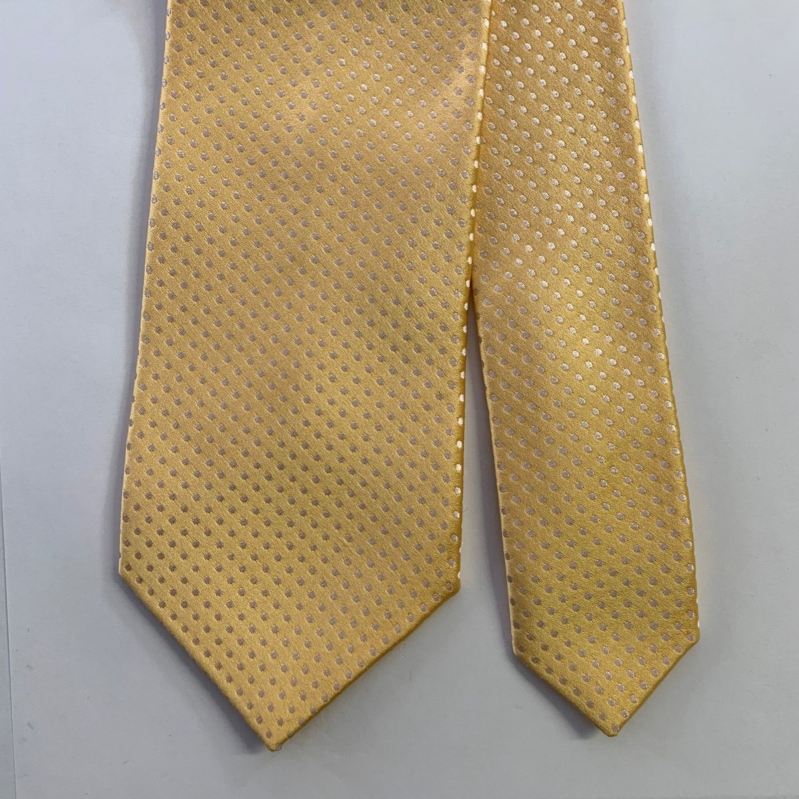 Dolcepunta DOLCEPUNTA Yellow White Polka Dot Silk Tie Size ONE SIZE - 1 Thumbnail