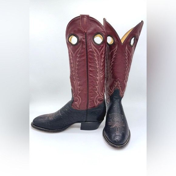 Tony Lama VGT. TONY LAMA Two-Tone Western Women’s Knee Length Leather Size US 7 / IT 37 - 3 Thumbnail