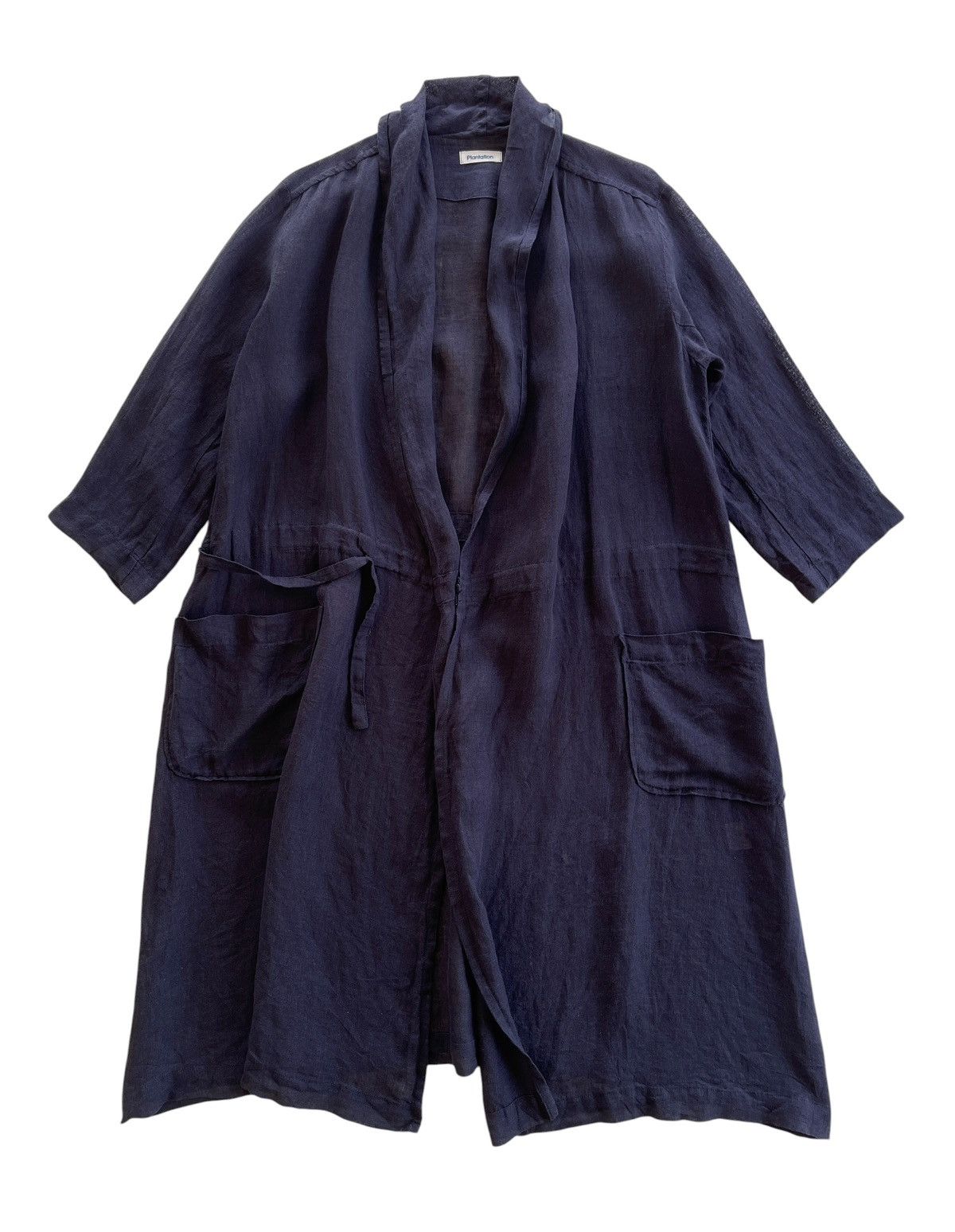 Issey Miyake Plantation Blue Indigo Linen Robe Cardigan Size US M / EU 48-50 / 2 - 1 Thumbnail