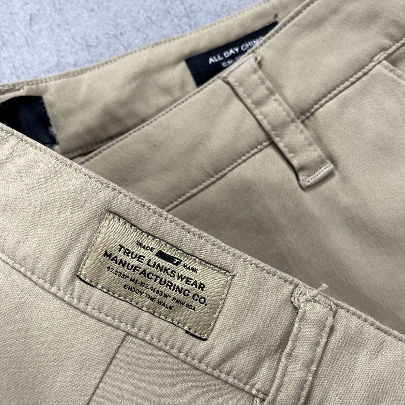 Vintage True Linkswear Golf Pants Mens 36x32 Beige Brown All Day Slim Straight Chino Pockets Stretch Adult 36 Mens SlIM Beige Size US 36 / EU 52 - 5 Thumbnail