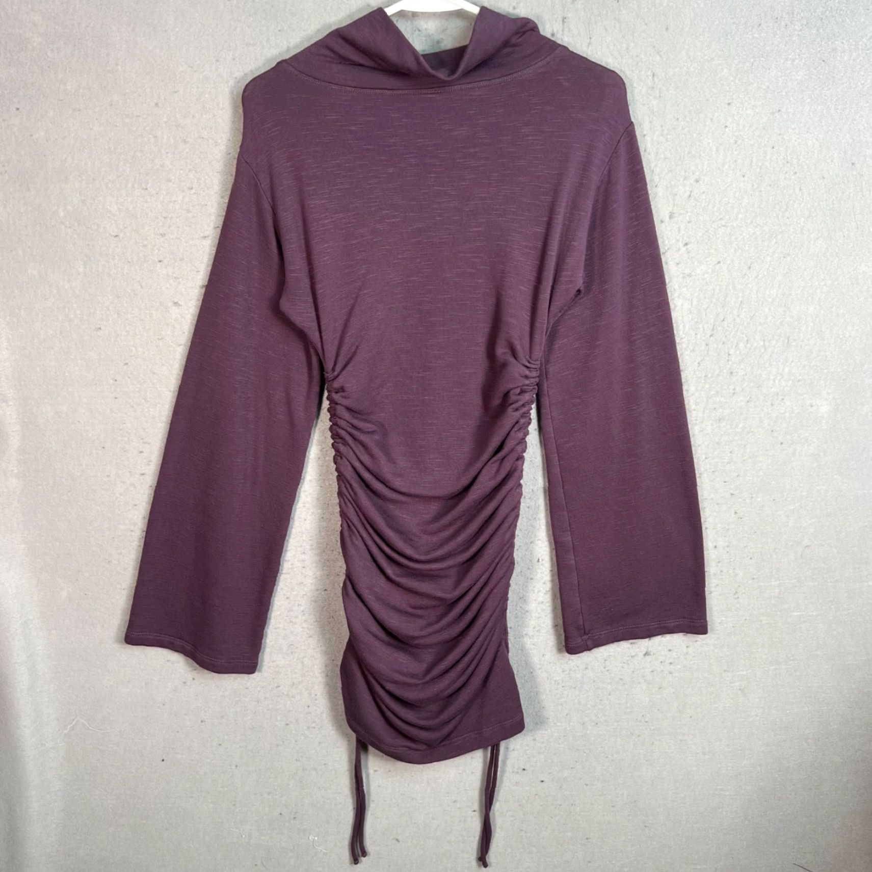 Vintage VINTAGE Daily Practice Purple Ruched Long Sleeve Cotton Bodycon Tunic Dress Womens XXS Spring Summer Size XXS / US 00 / IT 34 - 2 Thumbnail