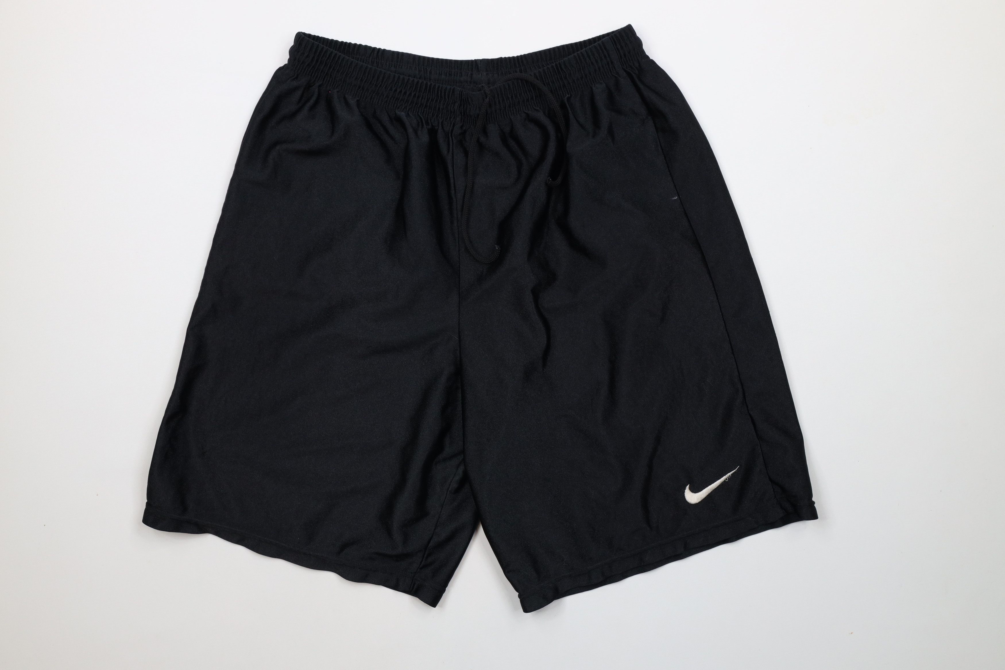 Nike × Vintage Vintage 90s Nike Mini Swoosh Above Knee Shorts Black USA Size US 32 / EU 48 - 1 Thumbnail