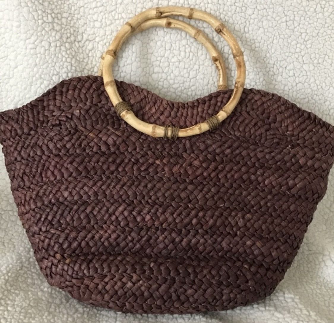 Other WOVEN STRAW EMBELLISHED HANDBAG W/ BAMBOO HANDLES Size ONE SIZE - 2 Thumbnail