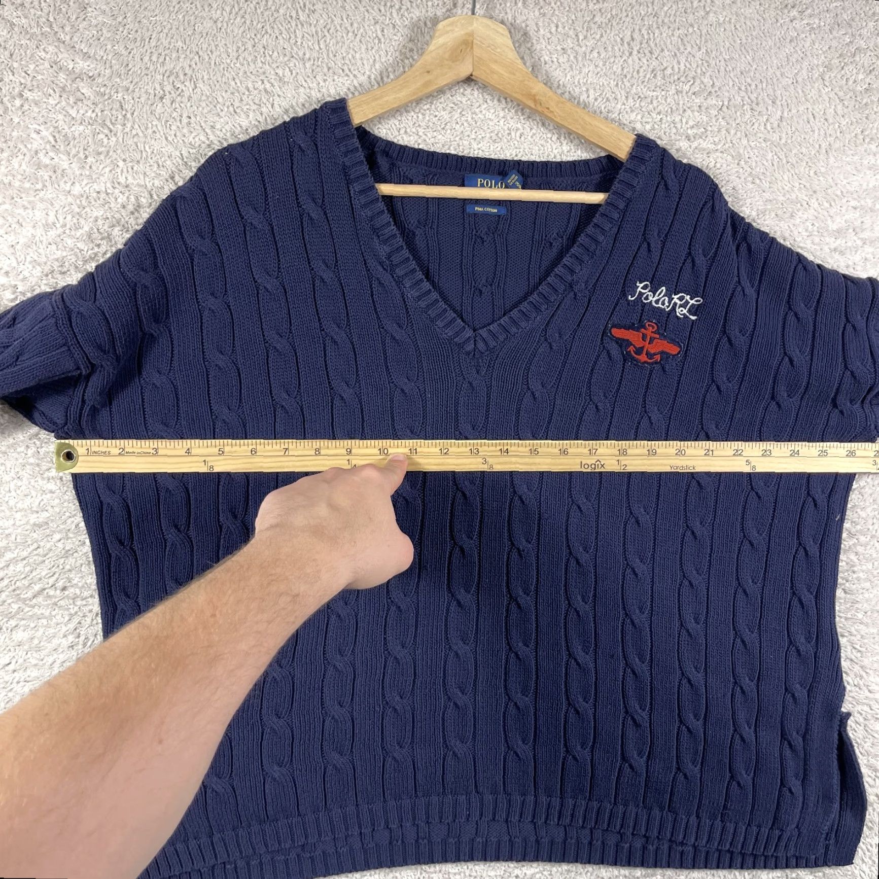 Polo Ralph Lauren Polo Ralph Lauren Sweater Women's XL Navy V-Neck Cable Knit Nautical Boxy Sail 90s Preppy Mens? Size XL / US 12-14 / IT 48-50 - 5 Thumbnail