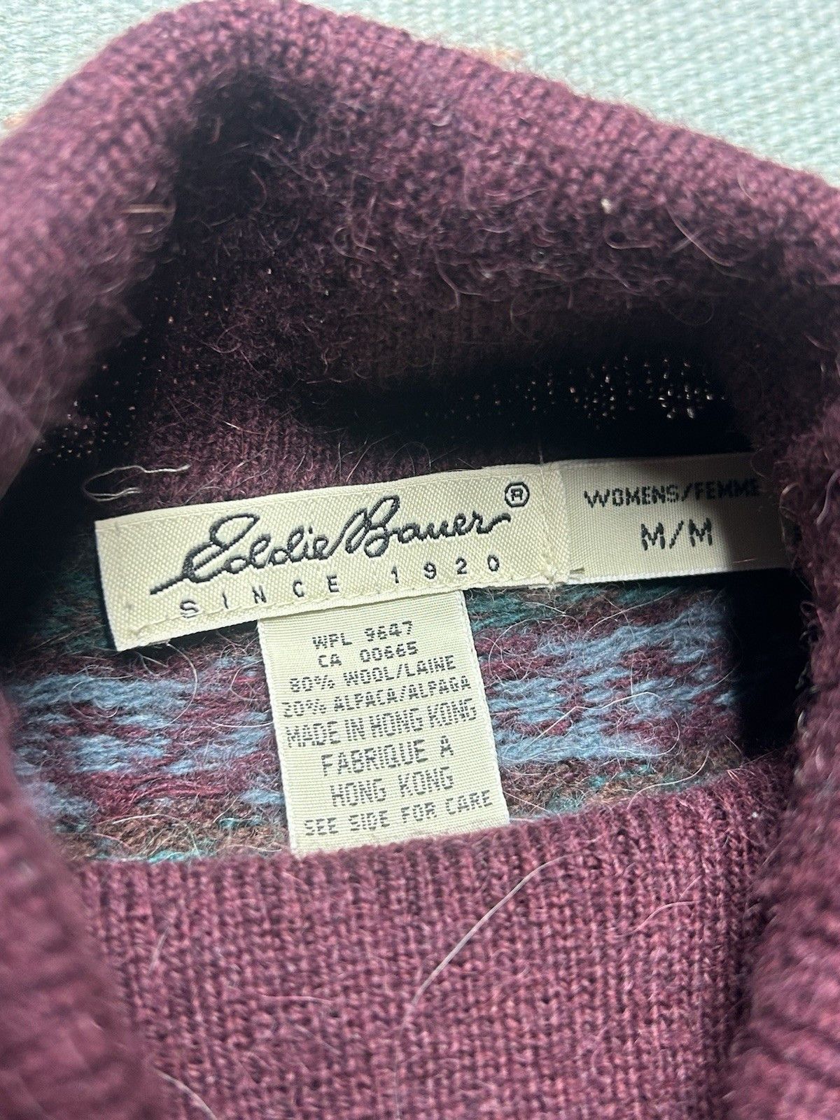 Vintage Eddie Bauer wool alpaca sweater turtleneck fair isle Medium Size M / US 6-8 / IT 42-44 - 4 Thumbnail