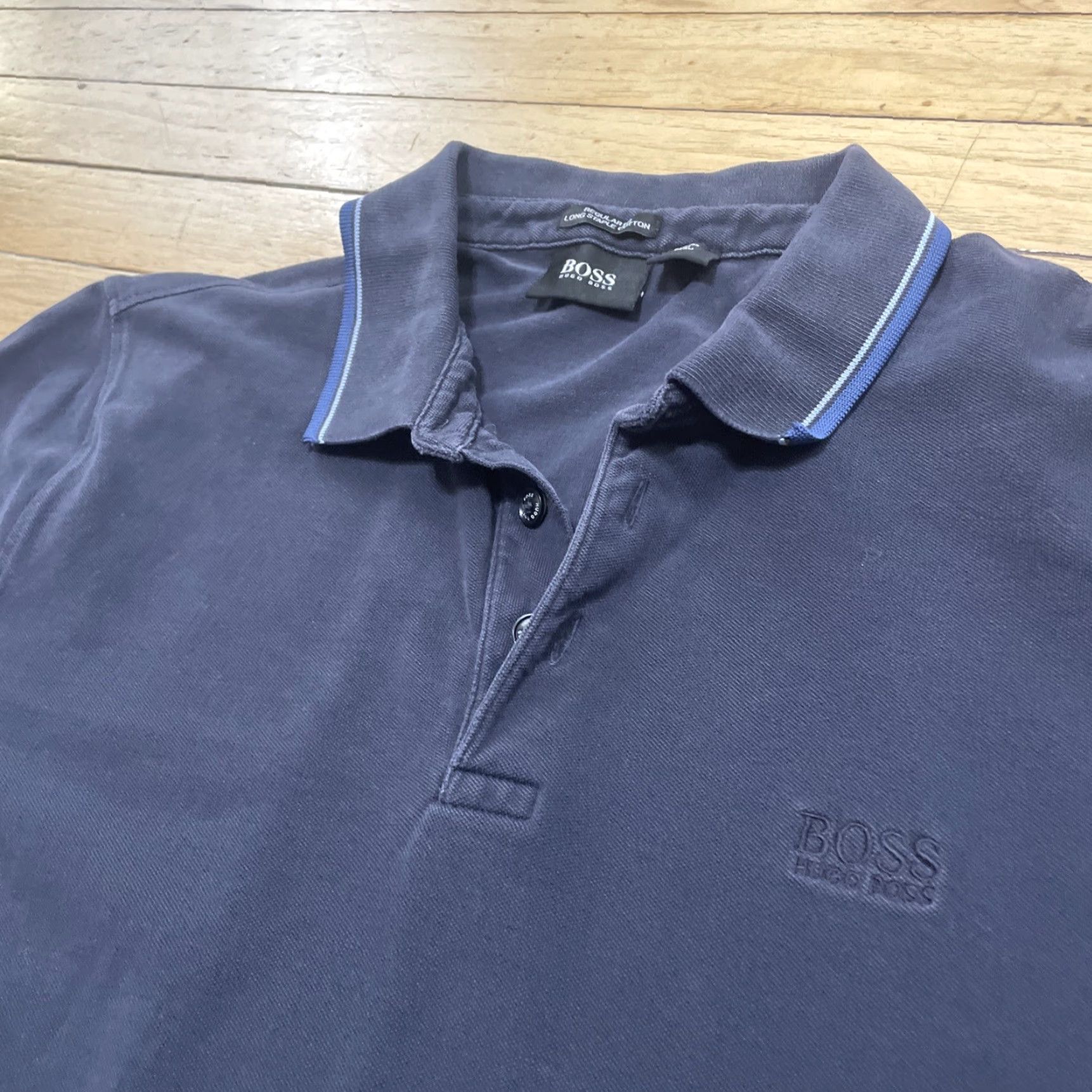 Hugo Boss HUGO BOSS Polo Shirt Men S Black Dark Blue Regular Long Staple Cotton Golf Exec Shirt Mens Polo Black Size US S / EU 44-46 / 1 - 2 Thumbnail