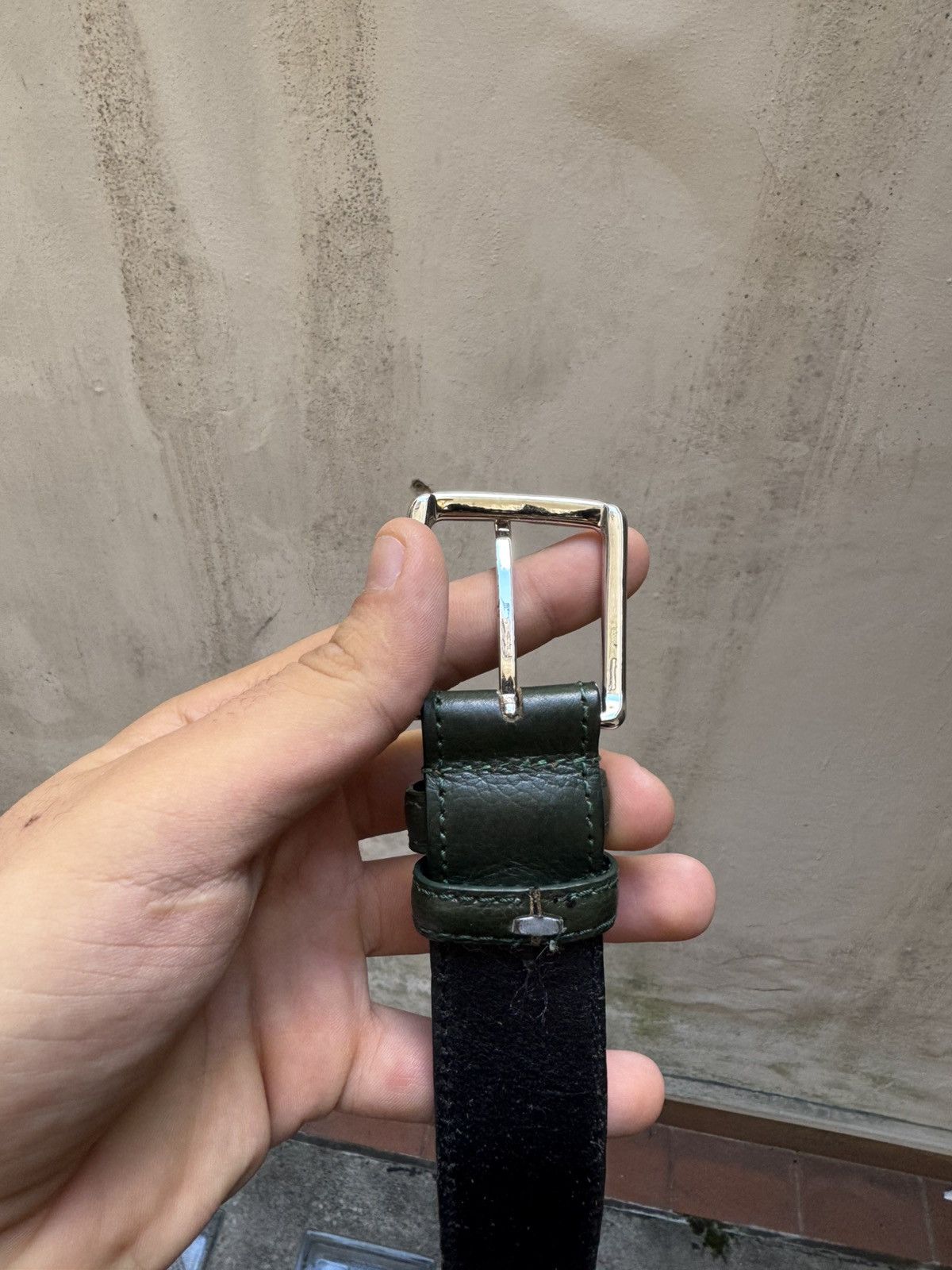 Vintage Vintage Green Authentic Leather Belt Size 44 - 2 Thumbnail