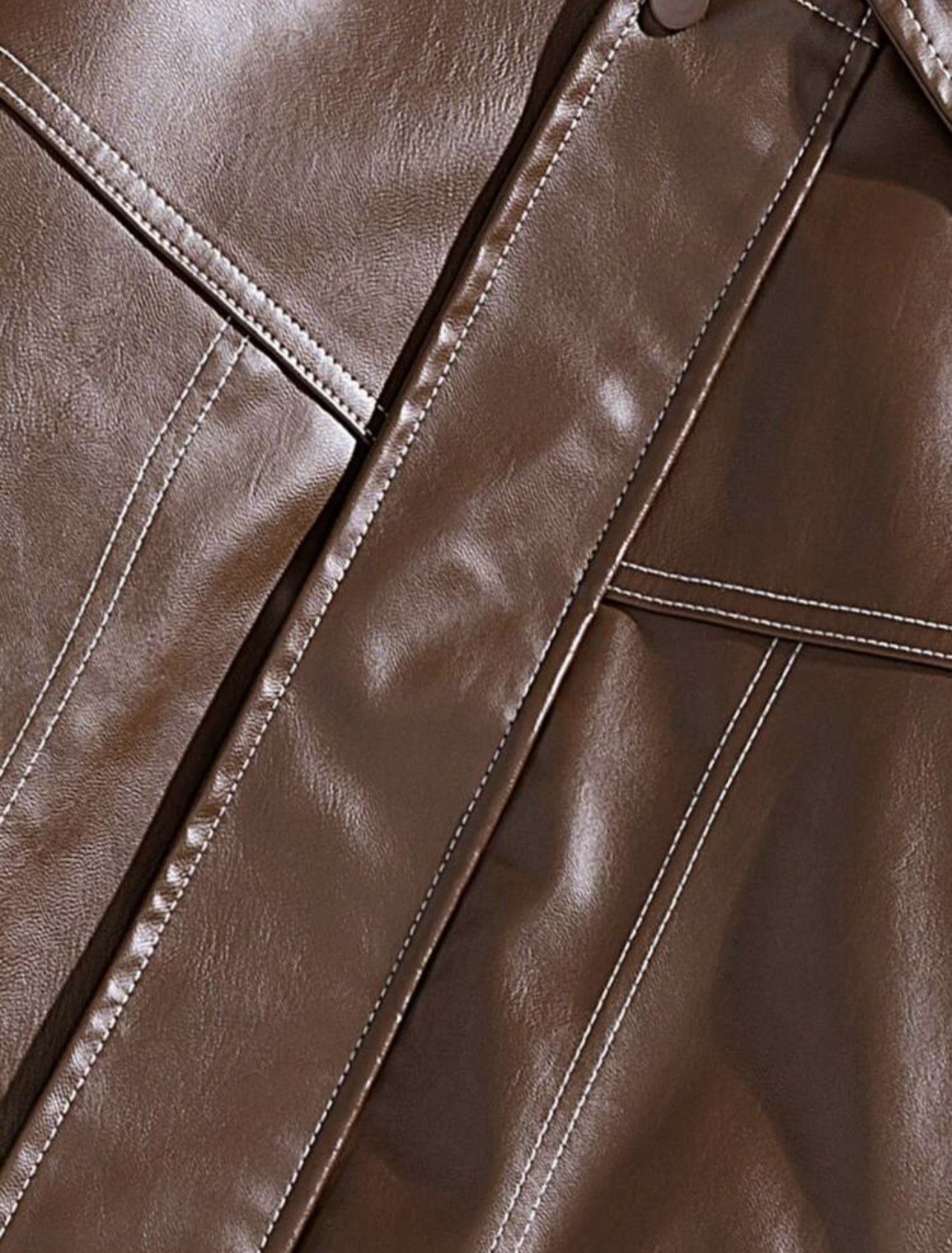 Vintage Men’s Turndown Collar PU Leather Jacket Size US XL / EU 56 / 4 - 4 Thumbnail