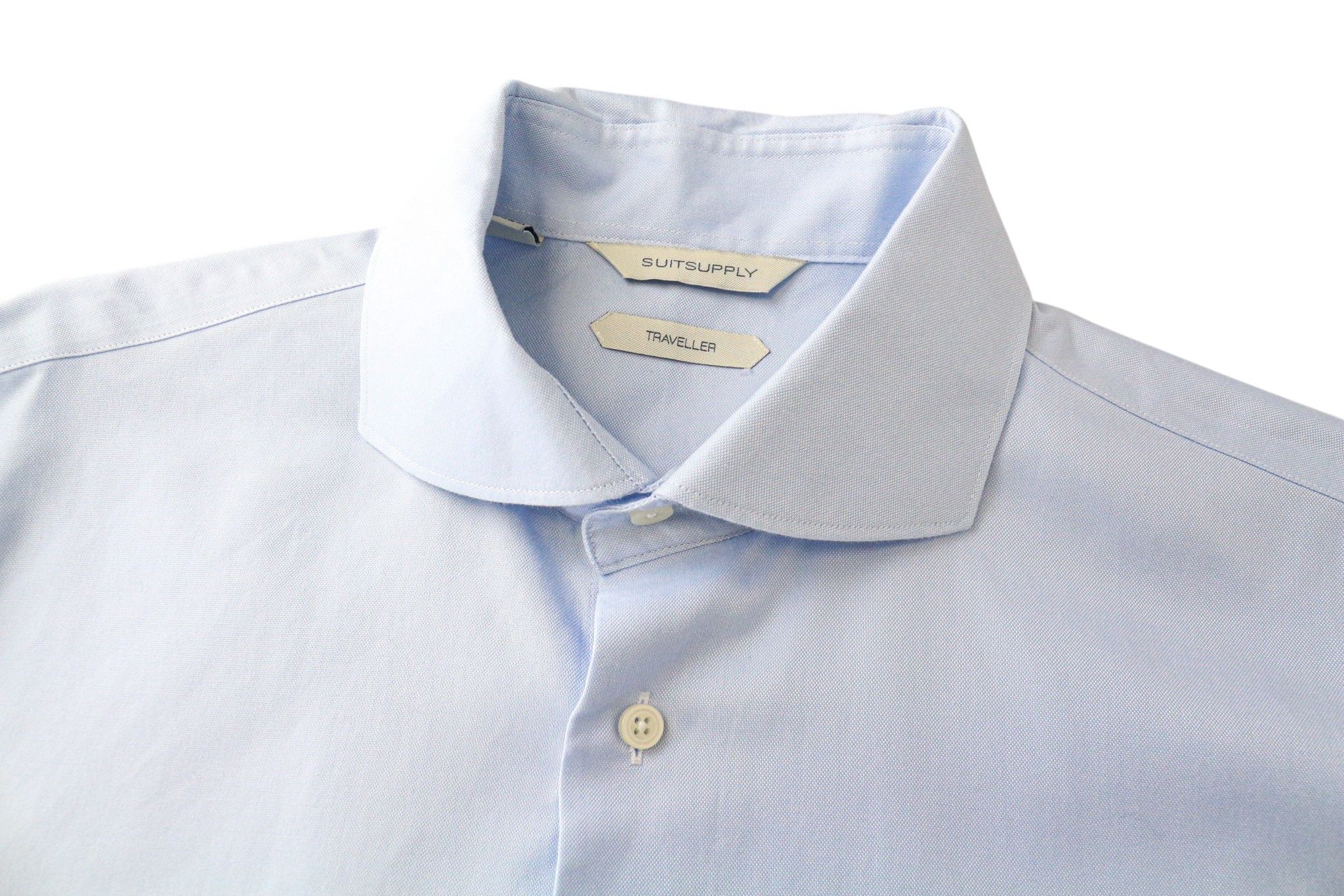 Suitsupply TRAVELLER 40-7/15 3/4L Extra Slim Blue Cotton Shirt 79355 Size 40R - 9 Thumbnail