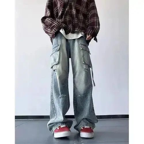 Japanese Brand Ripped Holes Cargo jeans Size US 32 / EU 48 - 2 Thumbnail