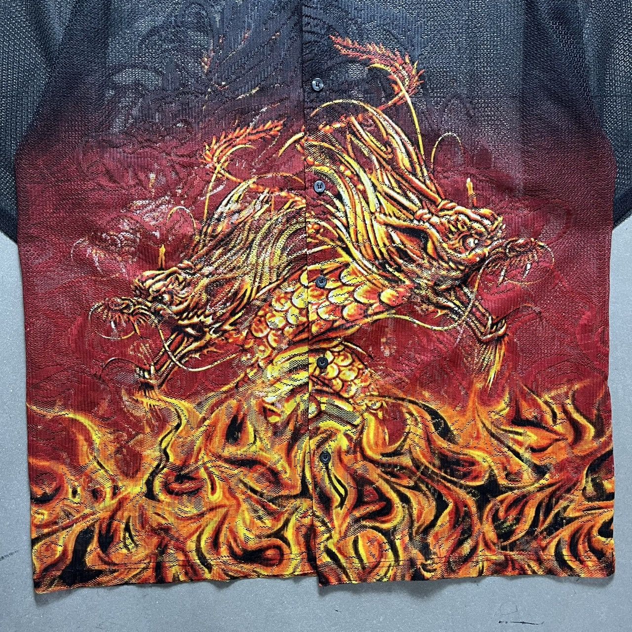 Taiga Y2K Dragon Fire Flame Shirt Size US XL / EU 56 / 4 - 5 Thumbnail