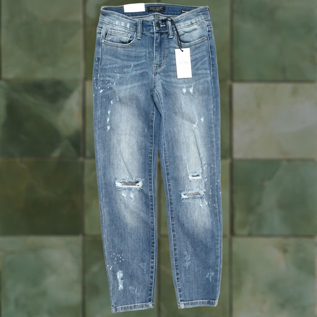Vintage Judy Blue Jeans Womens Distressed Mid-Rise Relaxed Stretch Denim Blue 5-Pocket Inseam 26.5 in Regular Size 27 Ankle Vintage? No Size 26" / US 2 / IT 38 - 1 Thumbnail