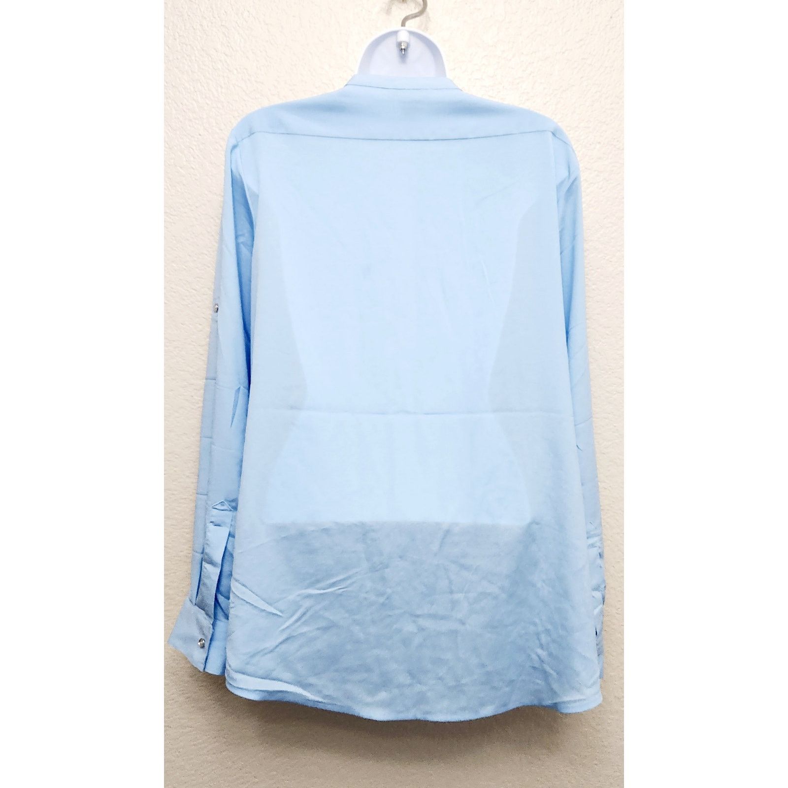 Calvin Klein Calvin Klein Blue Zipper Pockets Button Up Top Large Soft Size L / US 10 / IT 46 - 4 Thumbnail