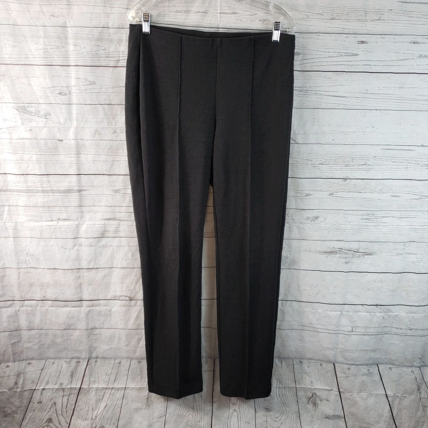 Vintage Chico's Women's Front Seam Ponte Knit Pants Sz 6 Gray Mid Rise Zip Pants Costume? No. Size 28" / US 6 / IT 42 - 2 Thumbnail