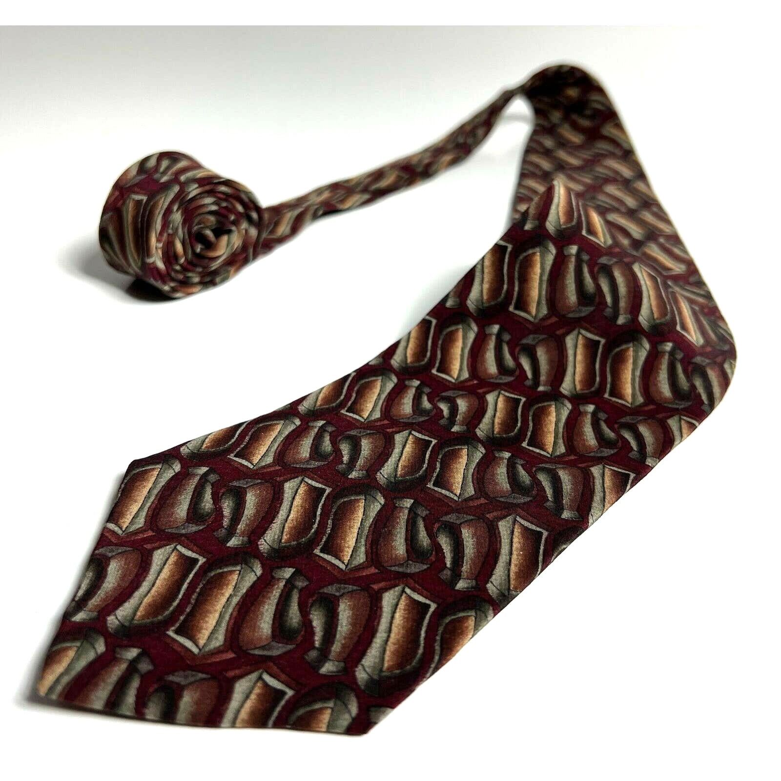 Other Jerry J Garcia Red Geometric 100% Silk Necktie Neck Tie Size ONE SIZE - 6 Thumbnail