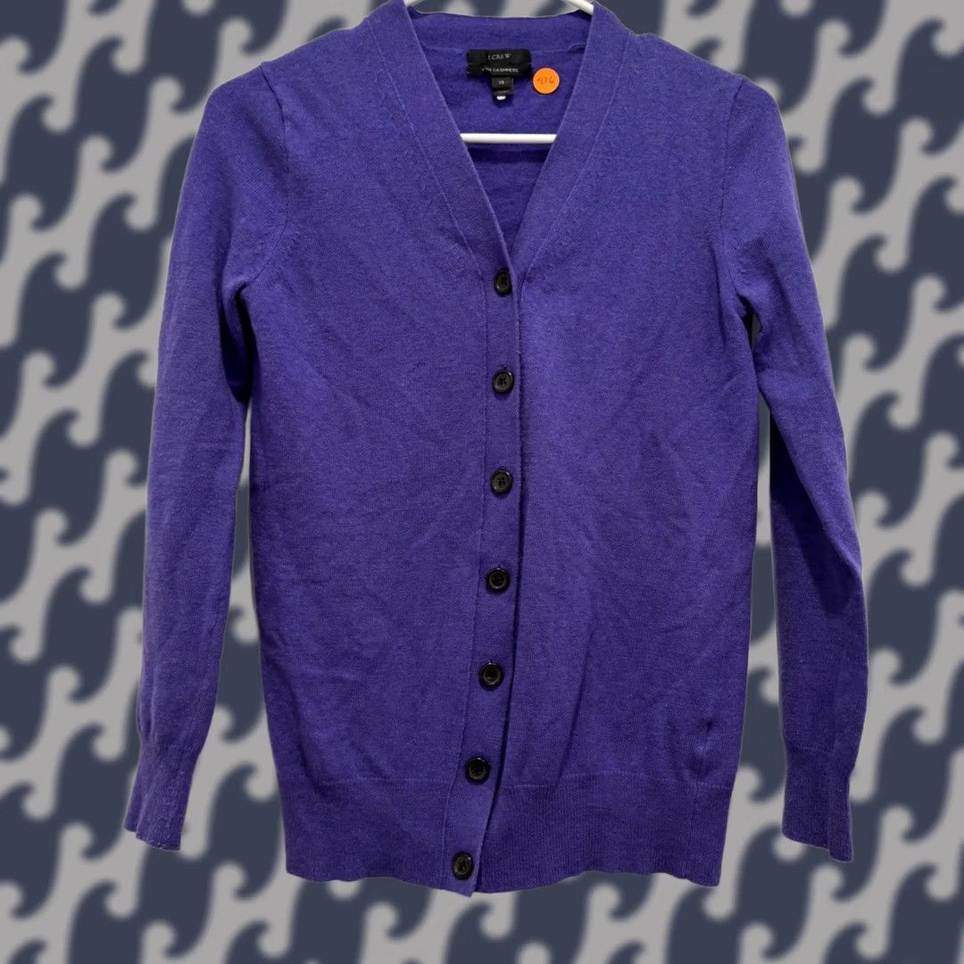 J.Crew J.Crew Cardigan Sweater XS Purple V-Neck Button Front Knit Top Women Size XS / US 0-2 / IT 36-38 - 1 Thumbnail