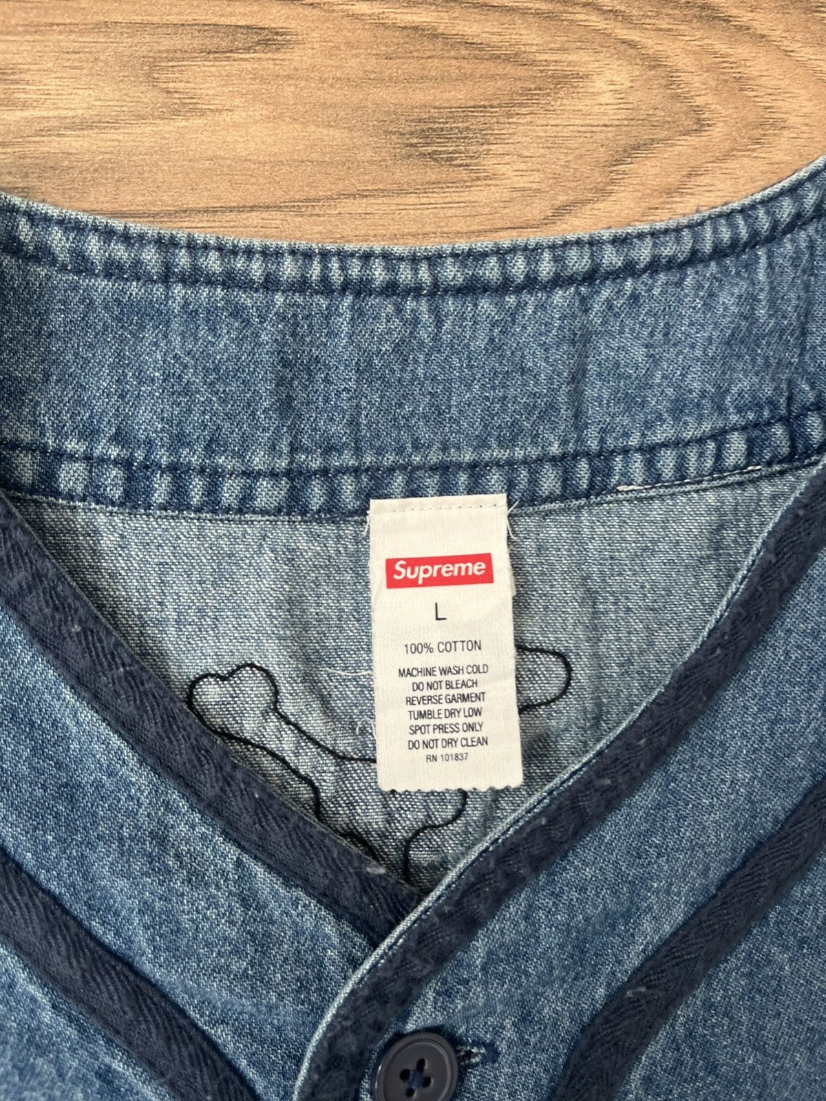 Supreme Supreme Patches Denim Baseball Jersey Size US L / EU 52-54 / 3 - 15 Thumbnail