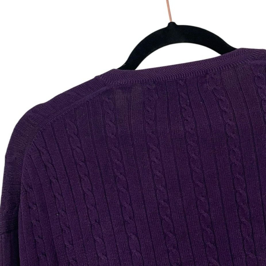 Descente Descente Vintage Purple Cable Knit V-Neck Sweater Size L / US 10 / IT 46 - 6 Thumbnail