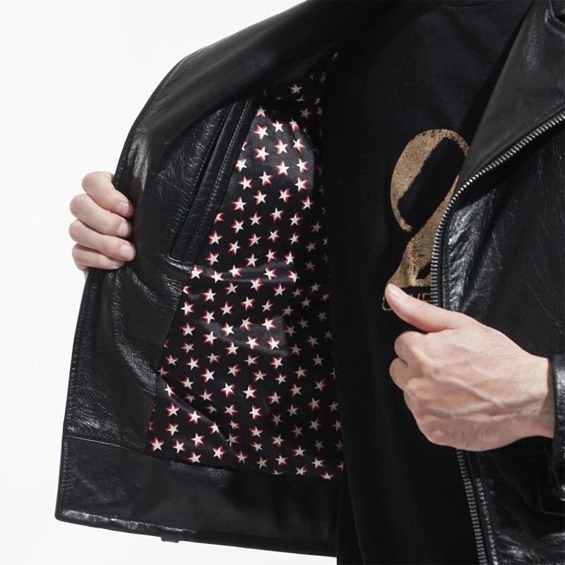 Yves Saint Laurent Motocycle leather jacket star biker black full grain Size US M / EU 48-50 / 2 - 4 Thumbnail