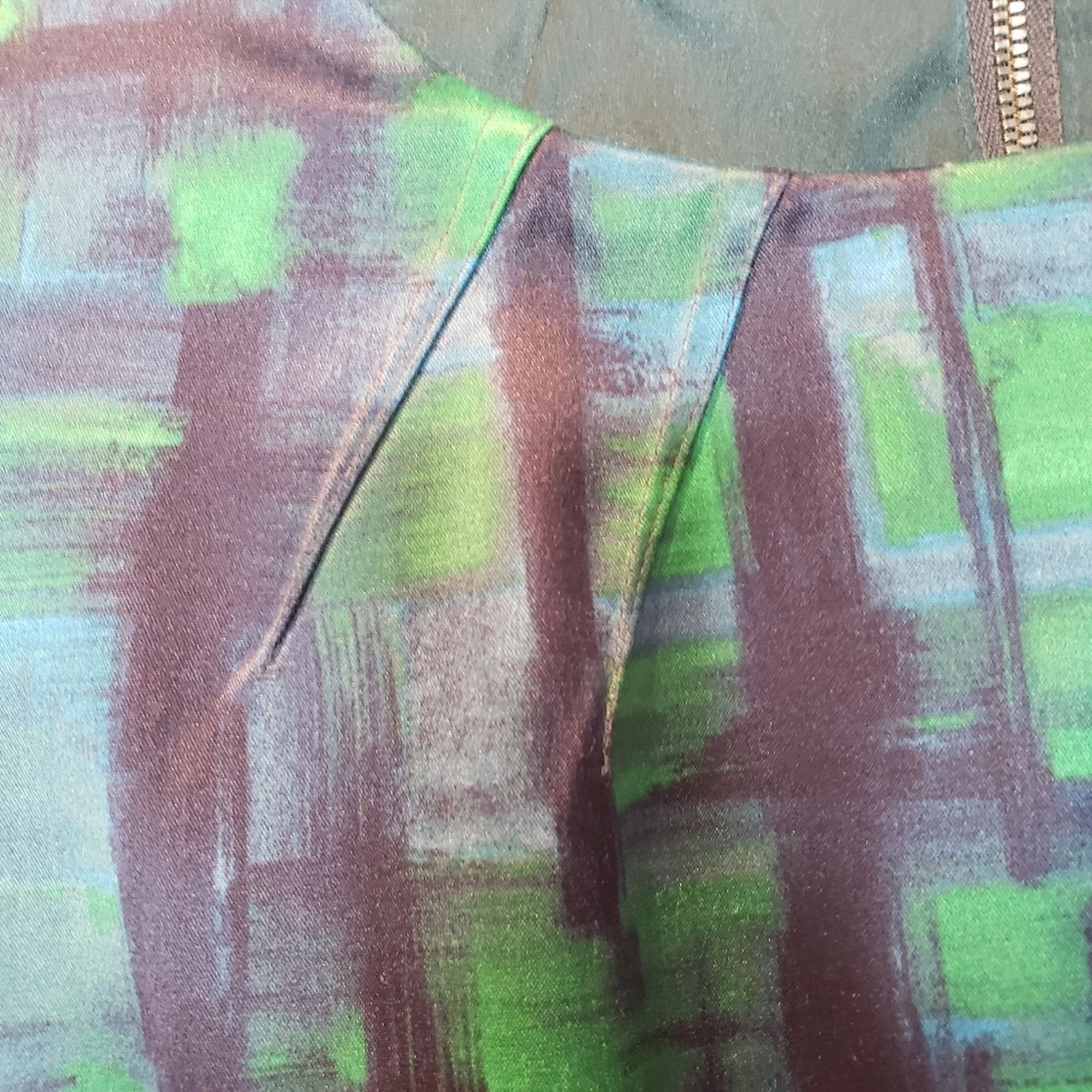Elie Tahari EUC Elie Tahari Sz 0 Lined sateen midi dress watercolor prnt Size XS / US 0-2 / IT 36-38 - 5 Thumbnail
