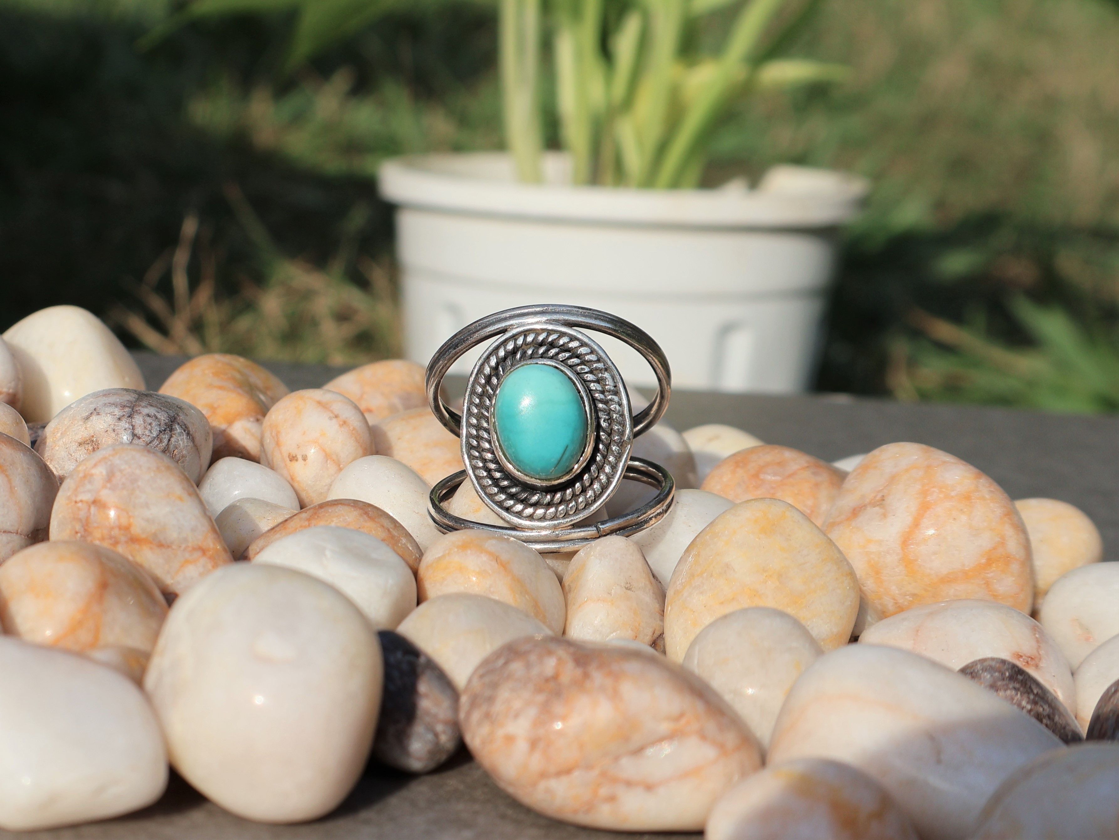 Handmade Natural Turquoise Ring, 925 Silver Handmade Unique Jewelry, Size ONE SIZE - 1 Thumbnail