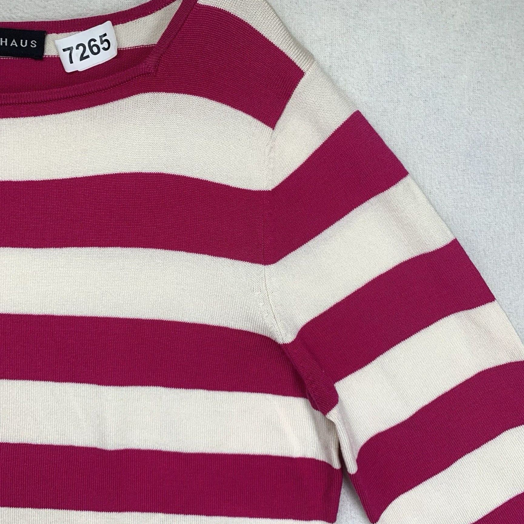 Vintage VINTAGE Josephine Chaus Blouse Small Striped Silk Nylon Bright Magenta 3/4 Sleeve Casual Womens Size S / US 4 / IT 40 - 7 Thumbnail