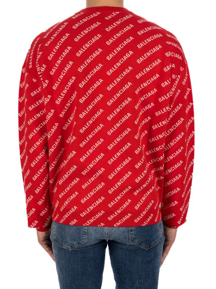 Balenciaga o1mt1gz0924 Mini Allover Logo Sweaters in Red Size US XL / EU 56 / 4 - 4 Thumbnail