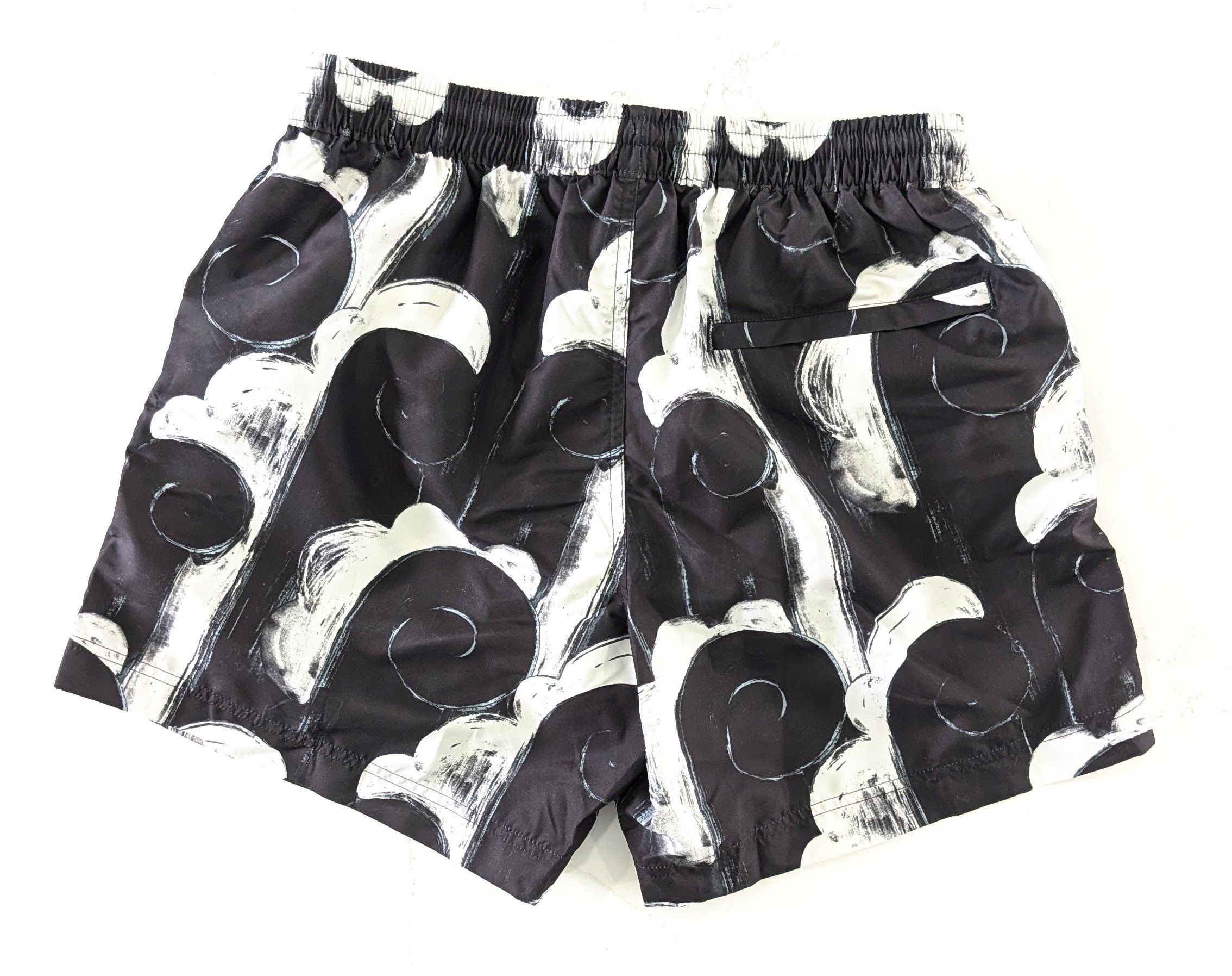 Other COMMAS Mens Classic Swim Shorts S Black White Abstract Print Size US 29 - 2 Thumbnail