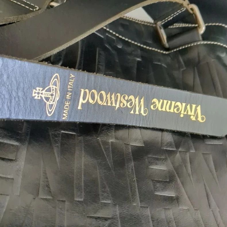 Vivienne Westwood Vivienne Westwood Black oil wax leather text full print Sa Size ONE SIZE - 3 Thumbnail