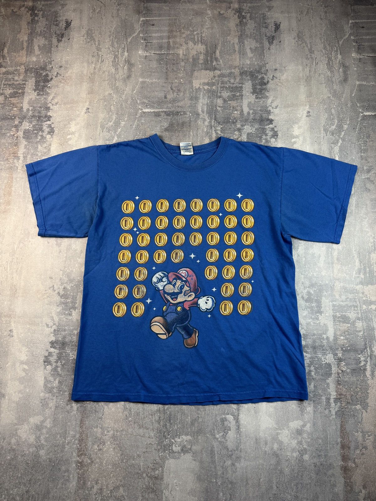 Gildan Super Mario Shirt Large Blue Short Sleeve Coin Video Game Size US L / EU 52-54 / 3 - 1 Thumbnail