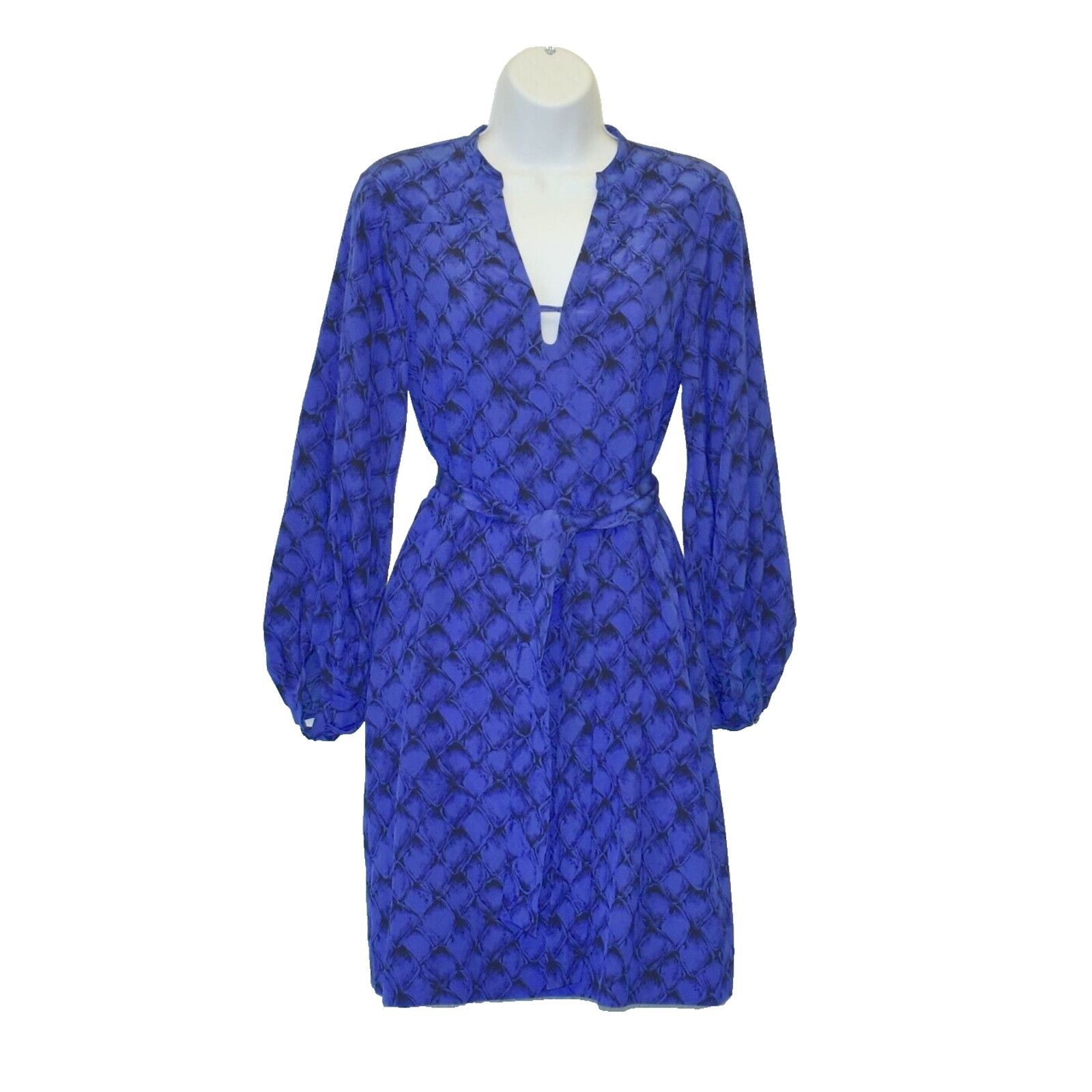 Diane von Furstenberg NEW DIANE VON FURSTENBERG Tanyana Blue Silk Printed Dress 6 Size M / US 6-8 / IT 42-44 - 1 Thumbnail