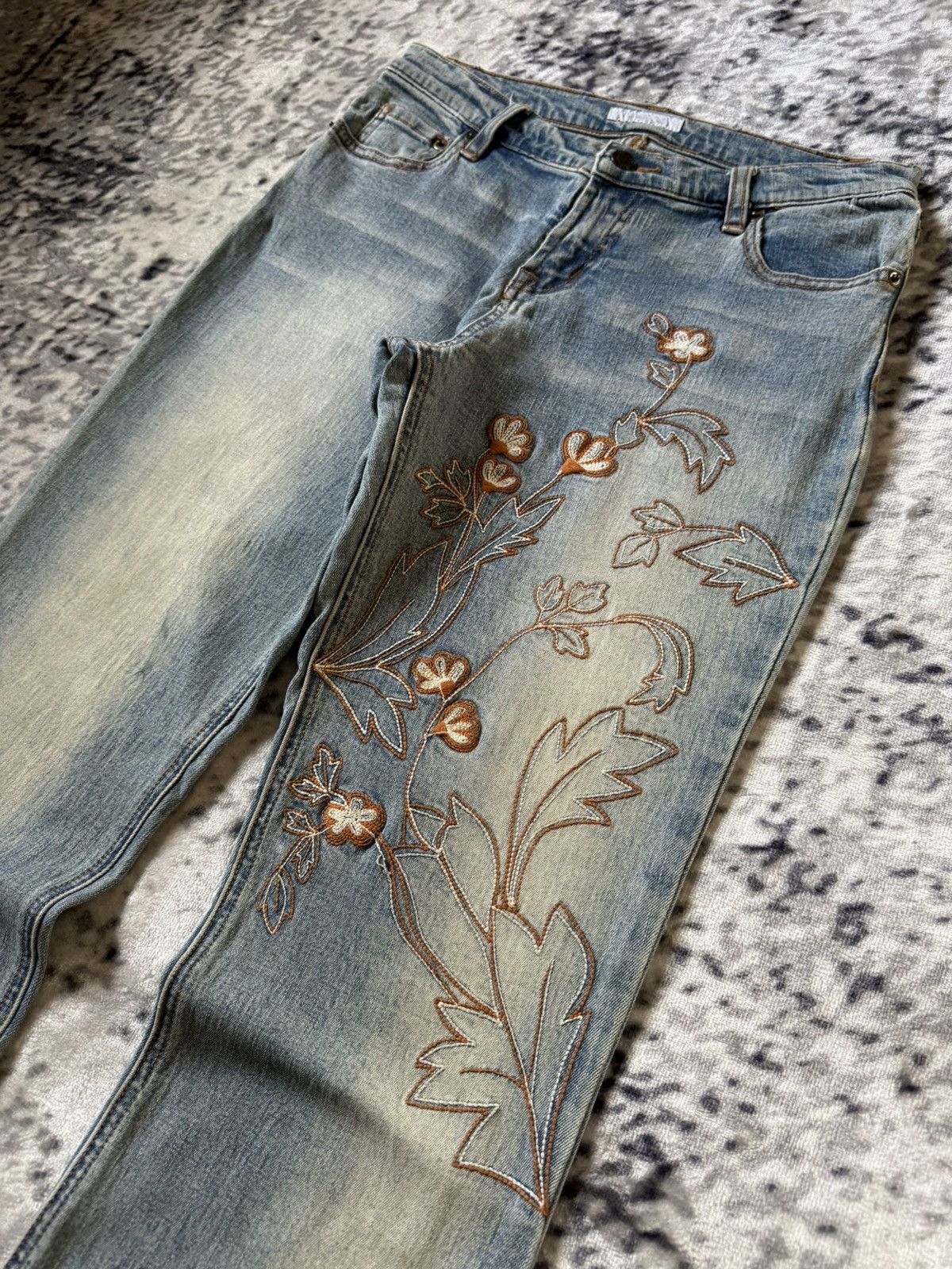 Japanese Brand Tornado Mart Embroidered Tribal Style Flared Denim Japanese Size 27" / US 4 / IT 40 - 10 Thumbnail