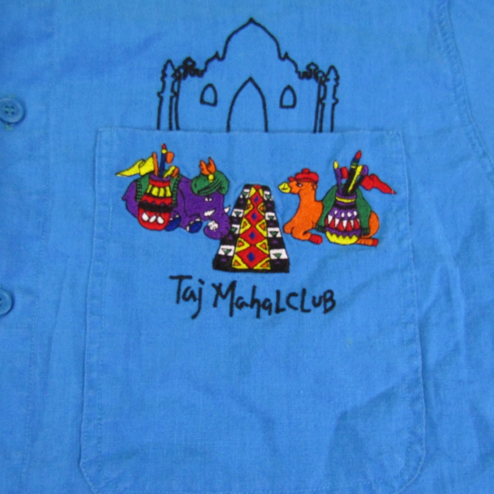 Vintage VINTAGE Castelbajac Sport Shirt Mens Small Blue Linen Taj Mahal Club Shirt Size US S / EU 44-46 / 1 - 3 Thumbnail