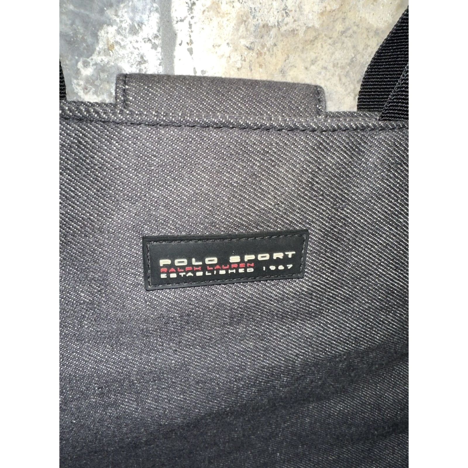 Vintage VINTAGE Polo Sport Women’s Denim Tote Bag Medium Black Sports Logo Classic Size ONE SIZE - 2 Thumbnail