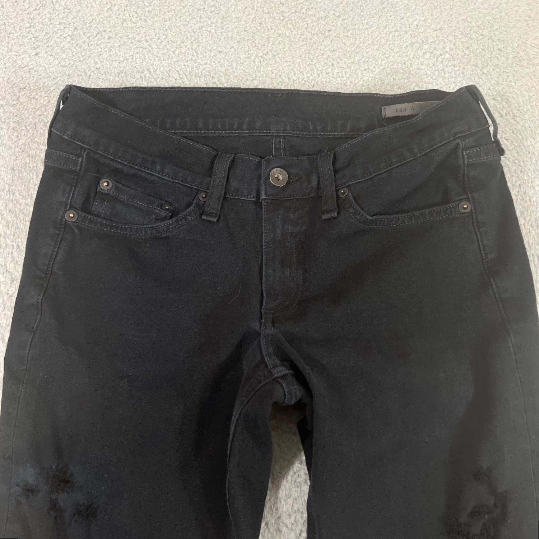 Rag & Bone VINTAGE? Wait it's Rag & Bone Ankle Skinny Jeans Womens 28 Black Stretch Distressed Size 28" / US 6 / IT 42 - 5 Thumbnail
