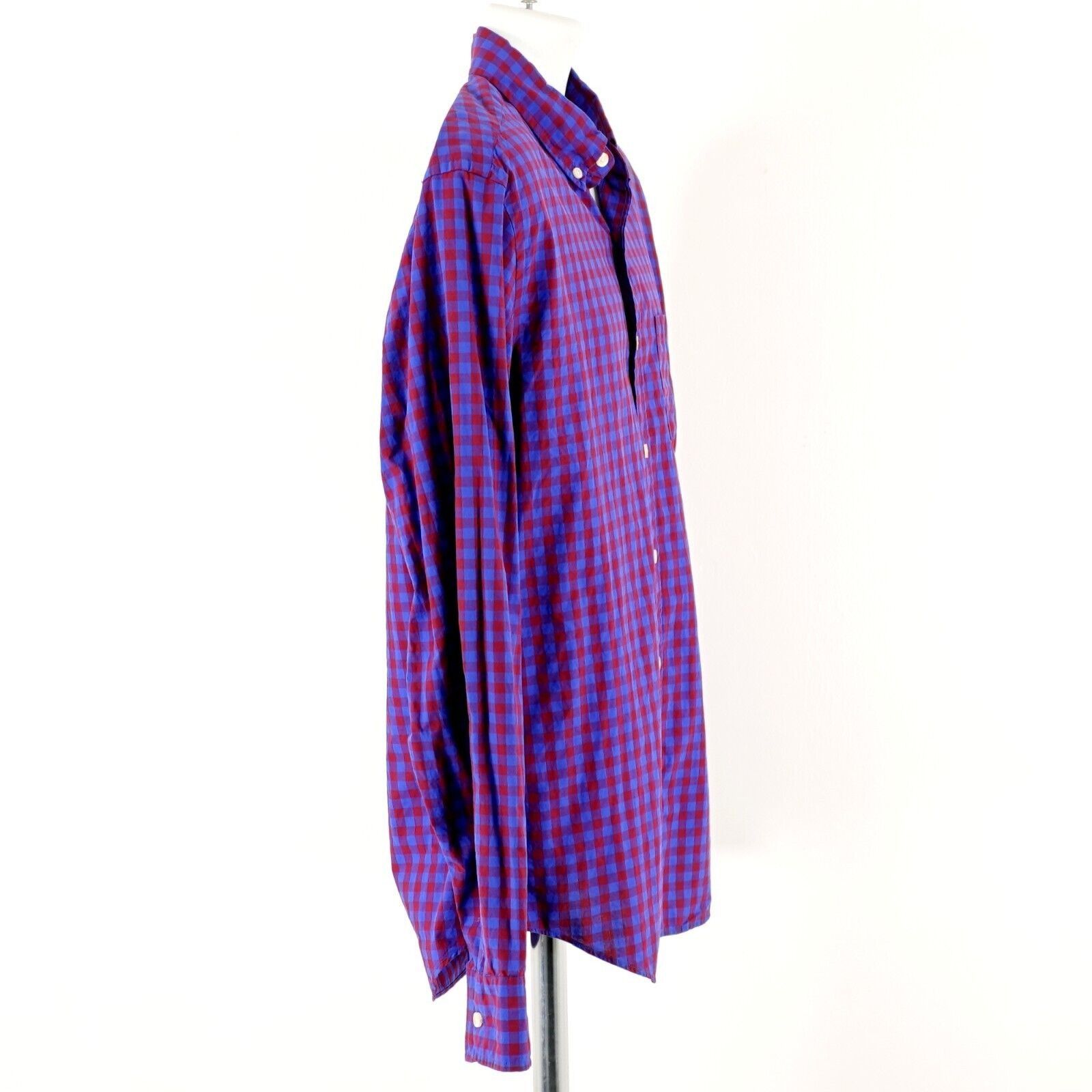 J.Crew J. Crew Large Red Blue Plaid Slim Fit Pocket Front Button Do Size US L / EU 52-54 / 3 - 7 Thumbnail