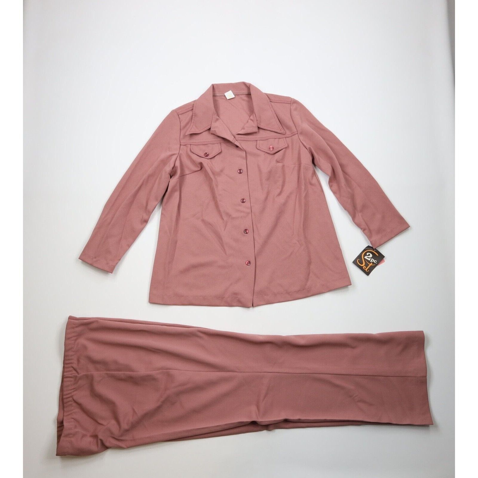Vintage Deadstock Vintage 60s 70s 2 Piece Knit Bell Bottoms Suit Size 3XL / US 20-22 - 1 Thumbnail