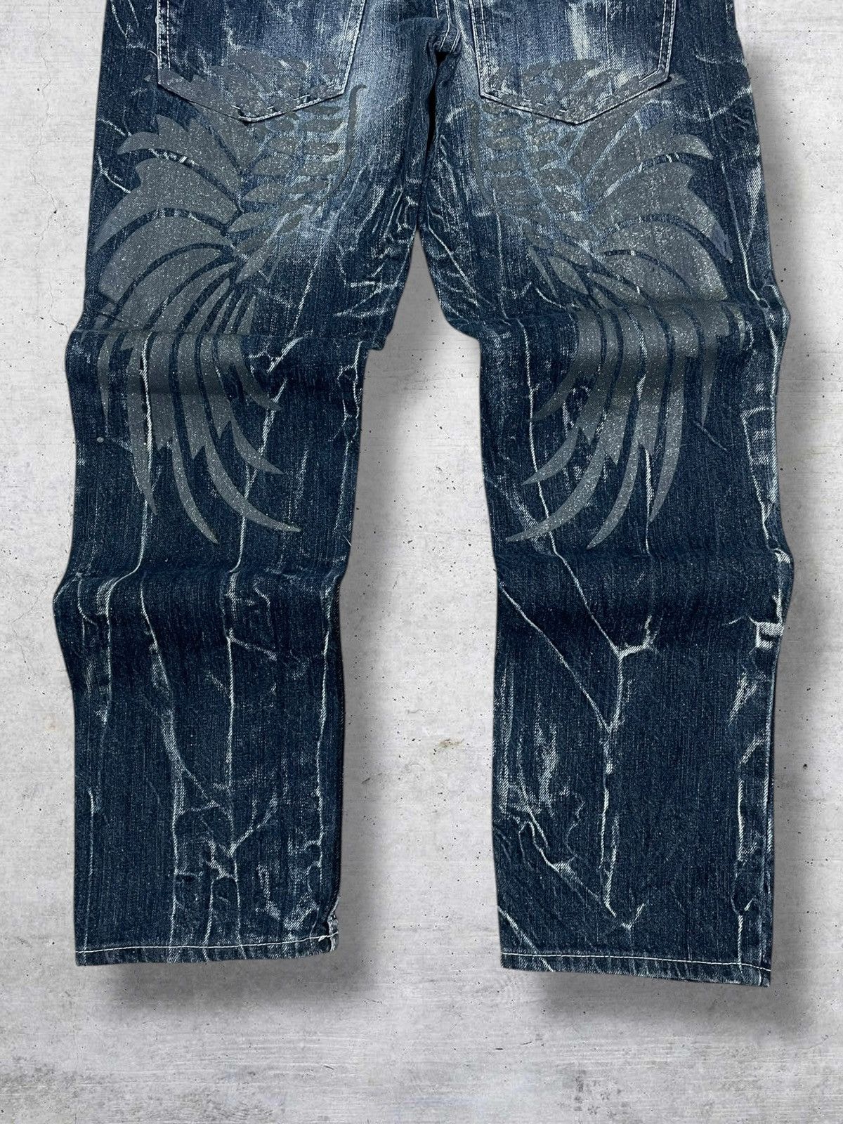 Hysteric Glamour 90S TRIBAL STORM NYLAUS WING DAICOCK PUNK DISTRESSED DENIM Size US 28 / EU 44 - 2 Thumbnail