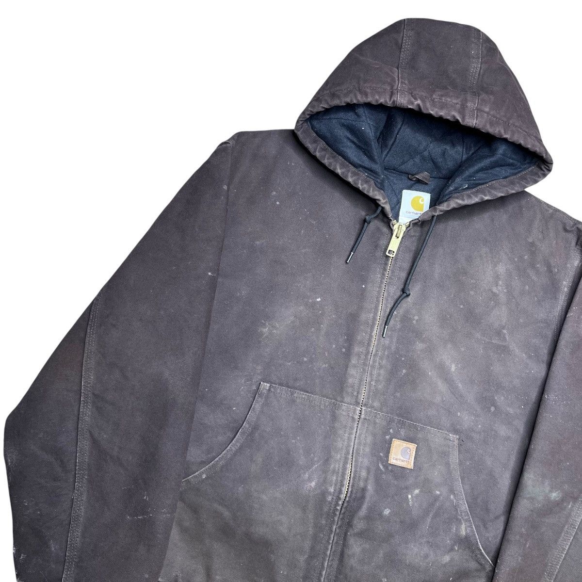 Carhartt Vtg 2000s Carhartt J130 DKB Hooded Dark Brown Canvas Jacket Size US L / EU 52-54 / 3 - 16 Thumbnail